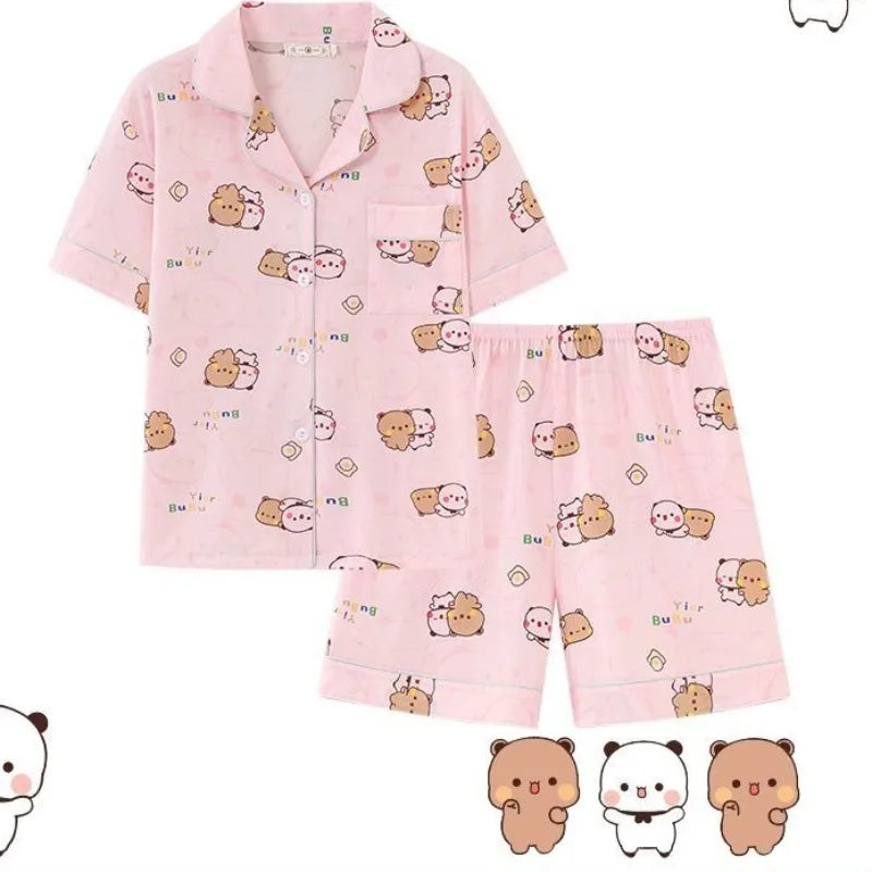 Kawaii Anime bubu dudu Pajama Set Soft Comfortable Man Women Sleepwear Cotton Loose Pyjama Suit Loose Home Clothes birthday gift