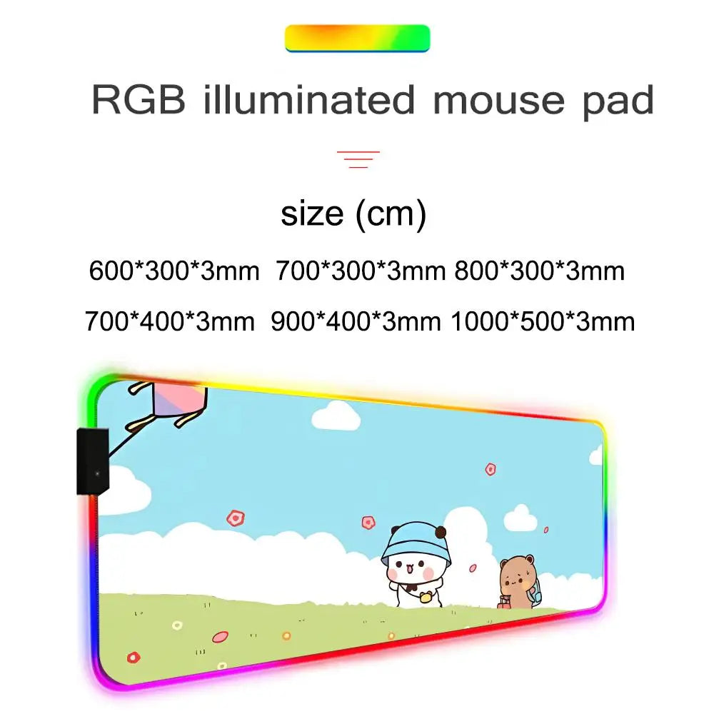Bubu Dudu Mouse Pad Gamer Rgb Desk Mat Back Light Led Mousepad Setup Gaming Accessories Deskmat Big Mousepad Backlight
