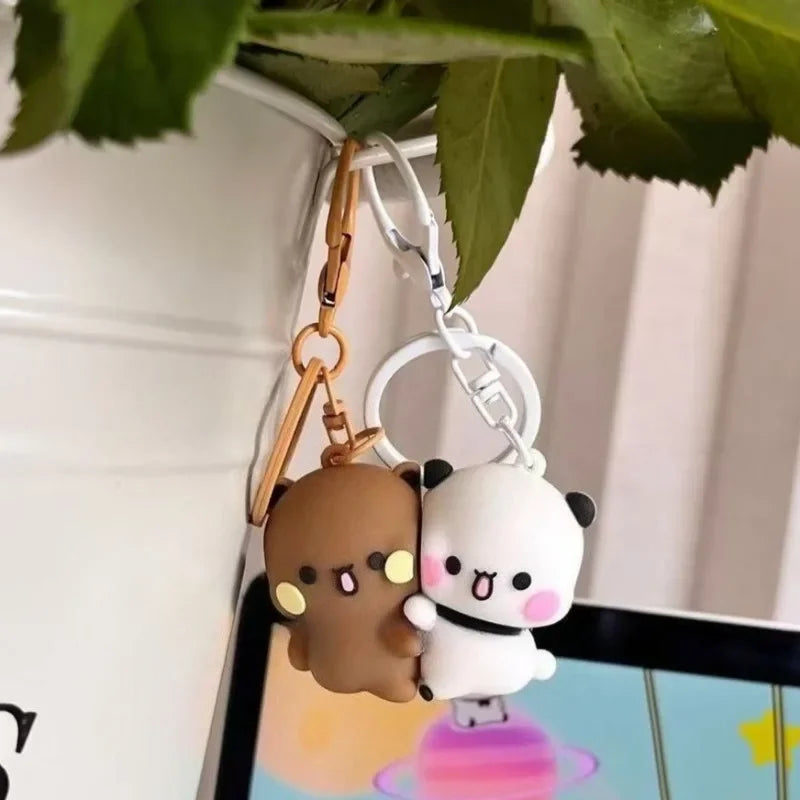 Cartoon Panda Bubu Dudu Magnetic Keychain Cute Backpack Pendant with Toy Figures Couple Accessories Ideal Fantasy Themed Gift