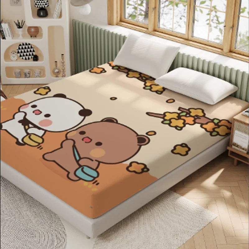 3D Pattern BUBU Soft Bedding Fitted Sheet Deep Pocket 30cm Cartoon DuDu Fitted Sheets Fade Resistant multiple sizes