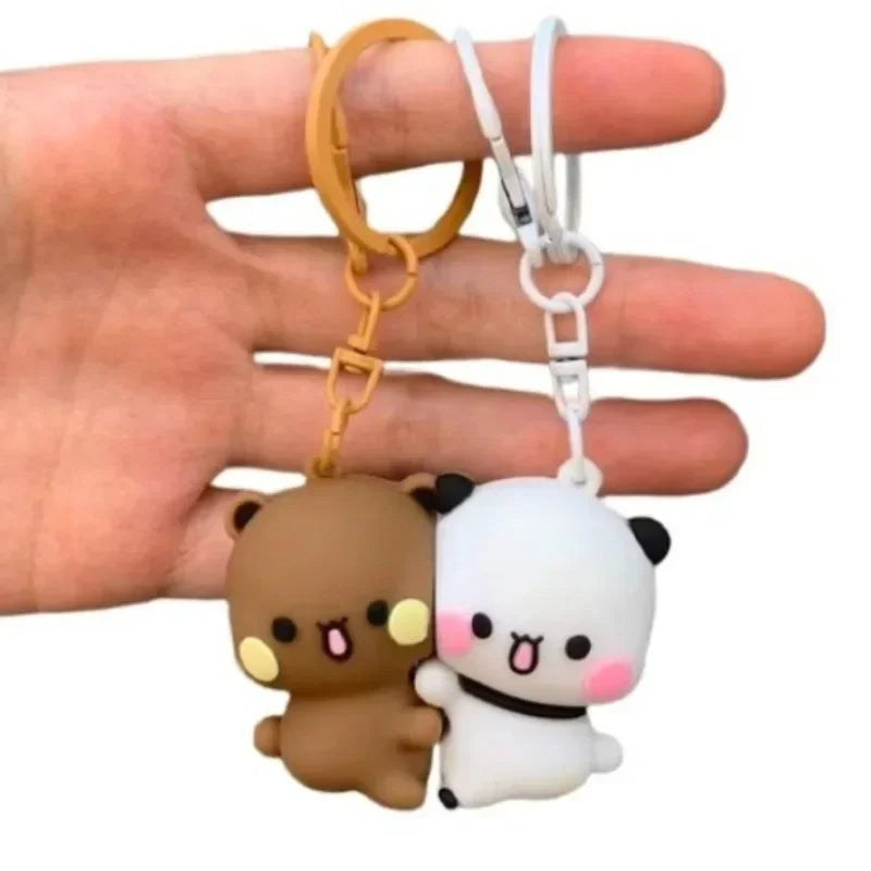 Cartoon Panda Bubu Dudu Magnetic Keychain Cute Backpack Pendant with Toy Figures Couple Accessories Ideal Fantasy Themed Gift