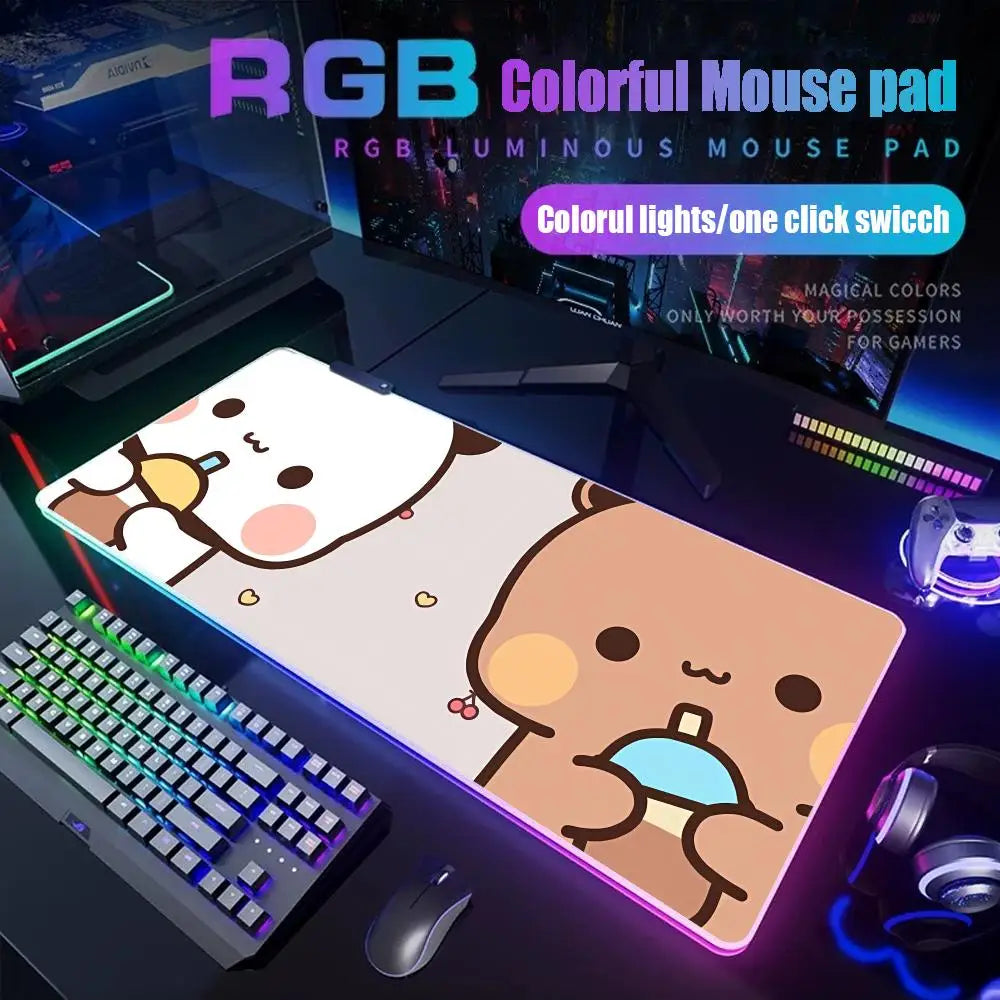 Bubu Dudu Mouse Pad Gamer Rgb Desk Mat Back Light Led Mousepad Setup Gaming Accessories Deskmat Big Mousepad Backlight