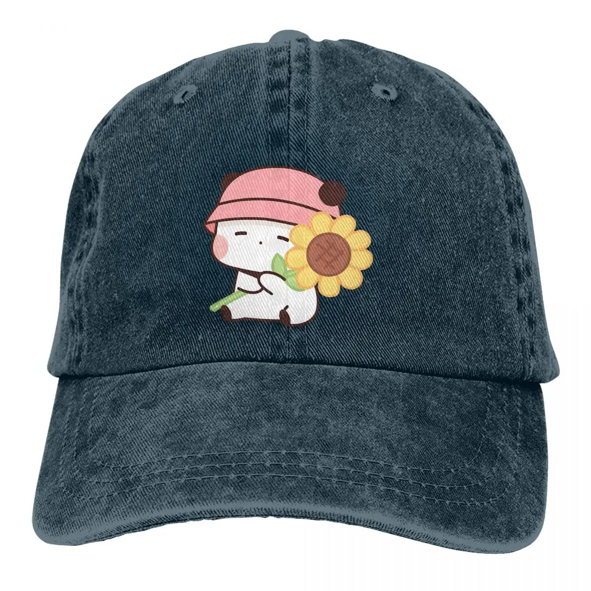 Washed Men's Baseball Cap Sunflower Bubu Loves Flowers Trucker Snapback Caps Dad Hat Milk and Mocha Bubu Dudu Golf Hats