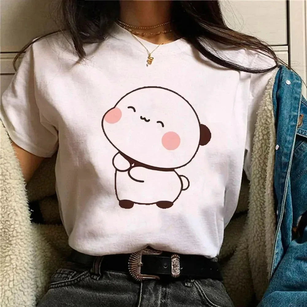Bubu Dudu T-shirt Female Designer Anime Cute Girl Pattern Fun Harajuku T-shirt Summer Cotton Casual Breathable Loose Top