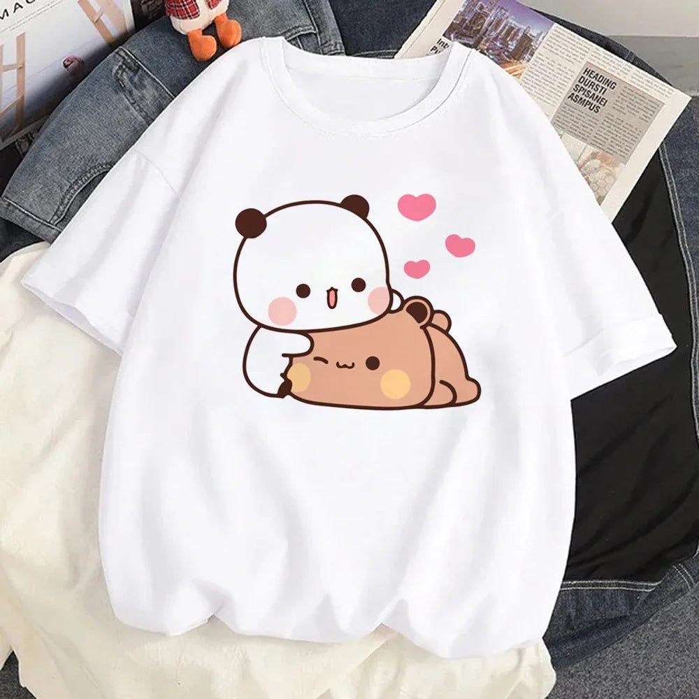 Cute Bubu Dudu T Shirt Women Kawaii Cartoon Punk Funny T-shirt Hip Hop Unisex Streetwear Harajuku Anime Tshirt Female Clothing