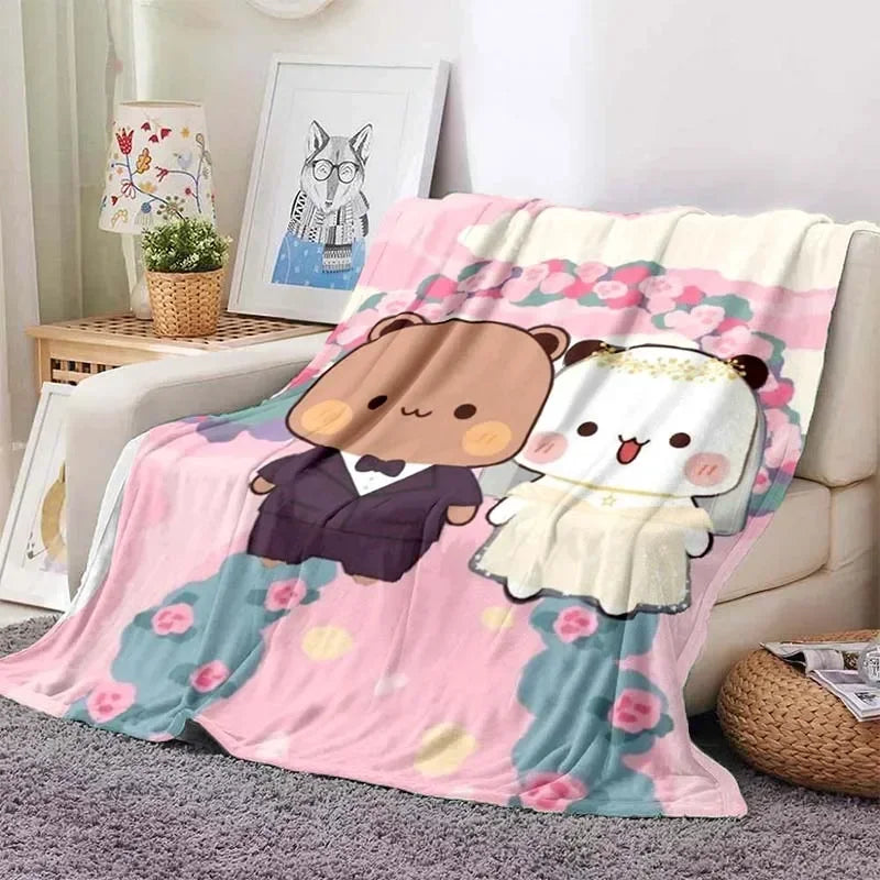 Cute Bubu and Dudu Series Blanket Cartoon Print Kids Warm Flannel Soft Comfortable Home Travel Blanket Bed Carpet Birthday Gift