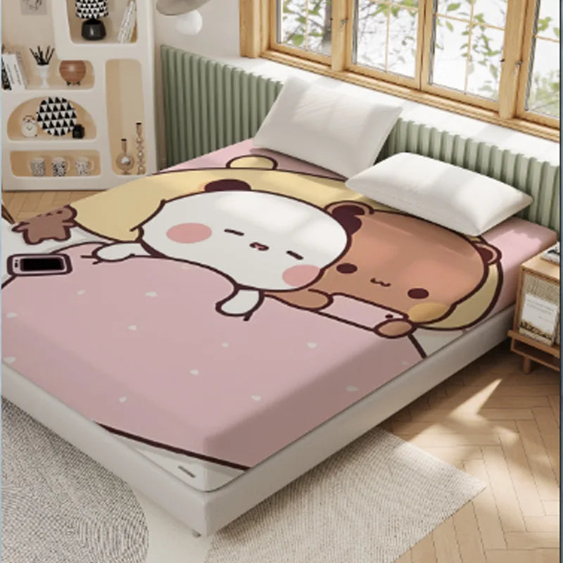 3D Pattern BUBU Soft Bedding Fitted Sheet Deep Pocket 30cm Cartoon DuDu Fitted Sheets Fade Resistant multiple sizes
