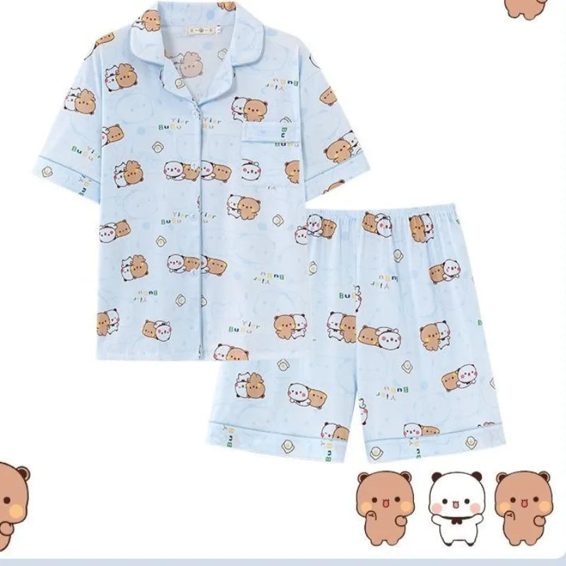 Kawaii Anime bubu dudu Pajama Set Soft Comfortable Man Women Sleepwear Cotton Loose Pyjama Suit Loose Home Clothes birthday gift