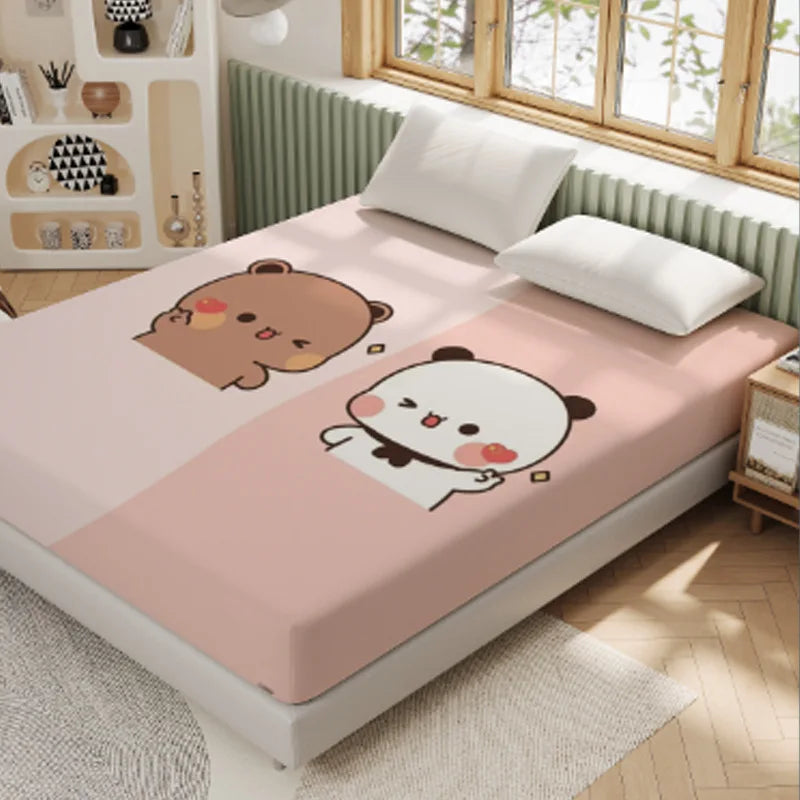 3D Pattern BUBU Soft Bedding Fitted Sheet Deep Pocket 30cm Cartoon DuDu Fitted Sheets Fade Resistant multiple sizes