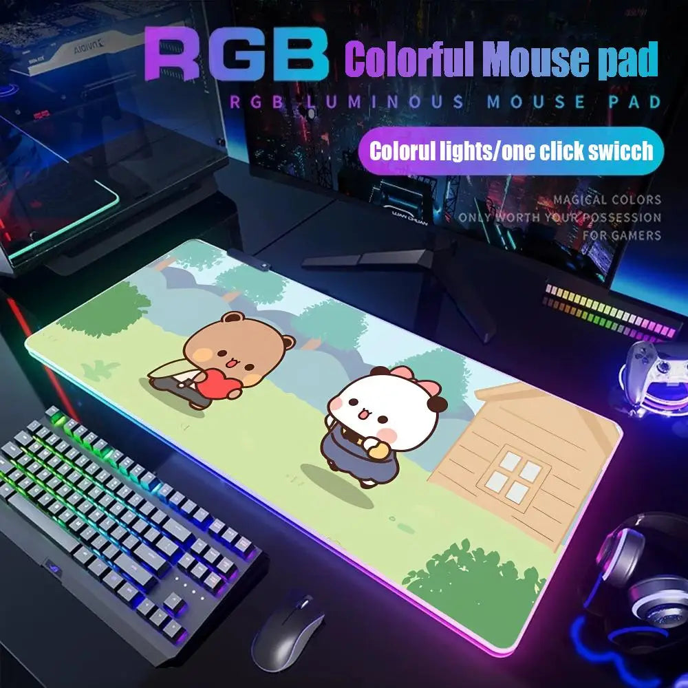 Bubu Dudu Mouse Pad Gamer Rgb Desk Mat Back Light Led Mousepad Setup Gaming Accessories Deskmat Big Mousepad Backlight