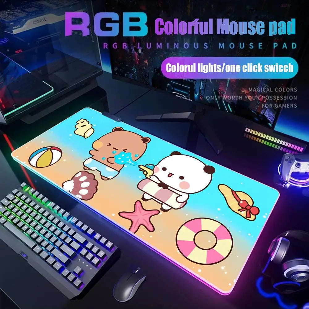 Bubu Dudu Mouse Pad Gamer Rgb Desk Mat Back Light Led Mousepad Setup Gaming Accessories Deskmat Big Mousepad Backlight