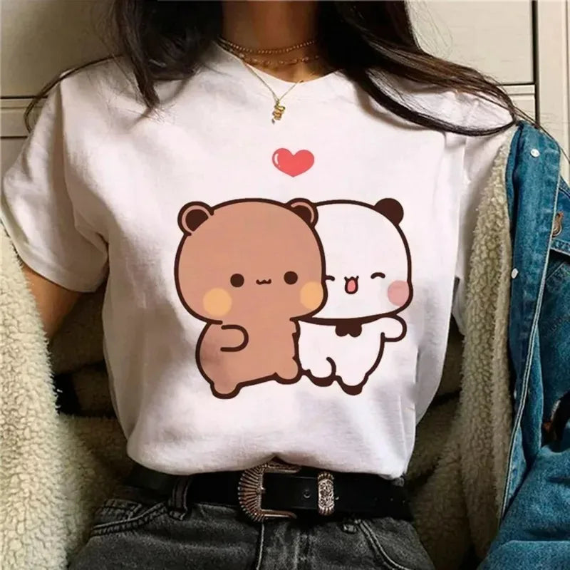 Bubu Dudu T-shirt Female Designer Anime Cute Girl Pattern Fun Harajuku T-shirt Summer Cotton Casual Breathable Loose Top