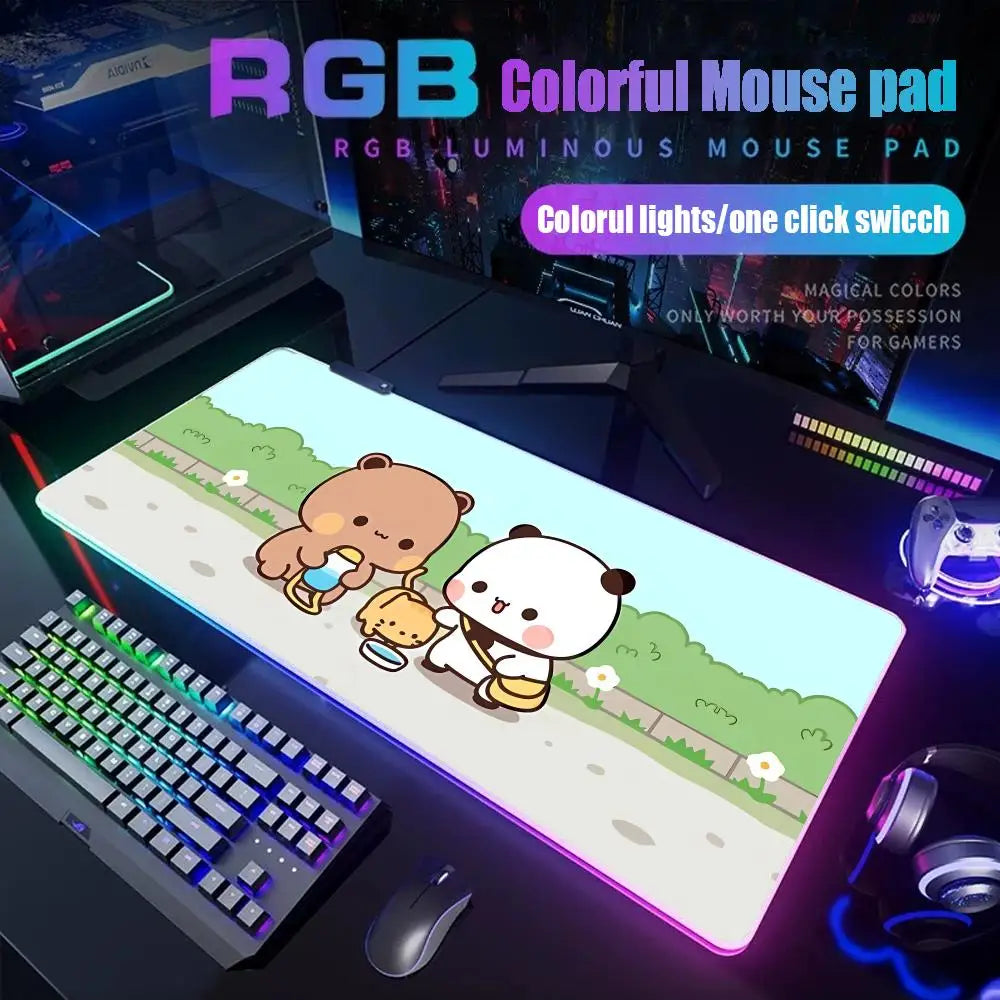 Bubu Dudu Mouse Pad Gamer Rgb Desk Mat Back Light Led Mousepad Setup Gaming Accessories Deskmat Big Mousepad Backlight