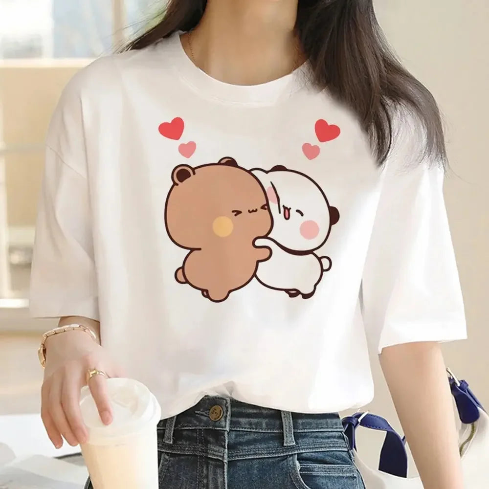 Cute Bubu Dudu T Shirt Women Kawaii Cartoon Punk Funny T-shirt Hip Hop Unisex Streetwear Harajuku Anime Tshirt Female Clothing