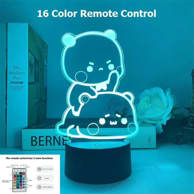 Bubu Dudu Led Night Light Remote Control Bear Panda Figures Lamp USB 16 Colors Adjustable Cartoon Nightlight Home Decorative Gif