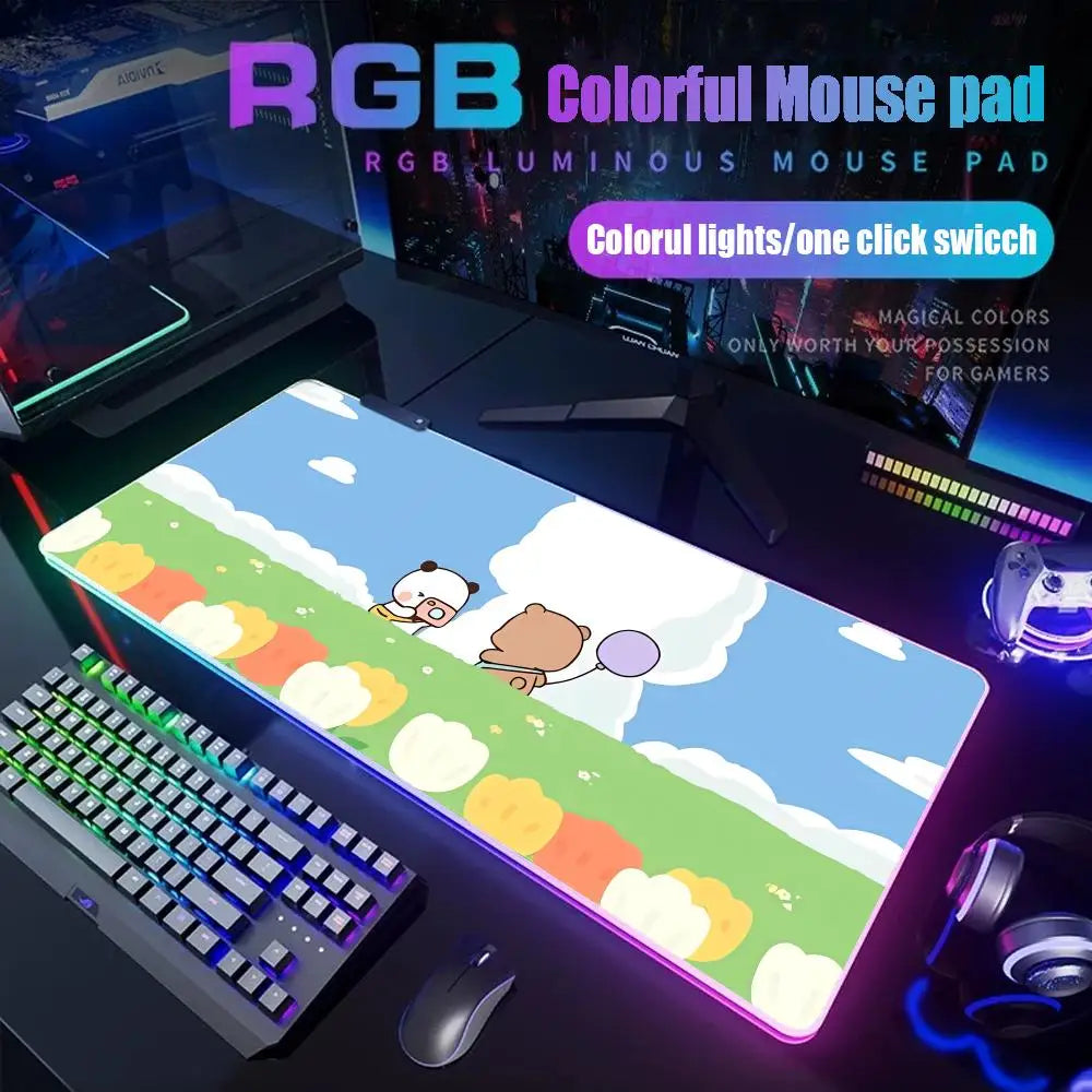 Bubu Dudu Mouse Pad Gamer Rgb Desk Mat Back Light Led Mousepad Setup Gaming Accessories Deskmat Big Mousepad Backlight