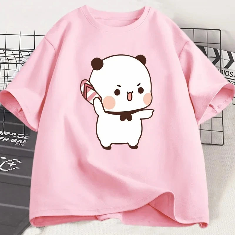 Panda Bear Bubu Throwing Flip Flop To Dudu T-shirt Men Women Funny Couple T Shirt Casual Fashion Cute Tshirt Valentines