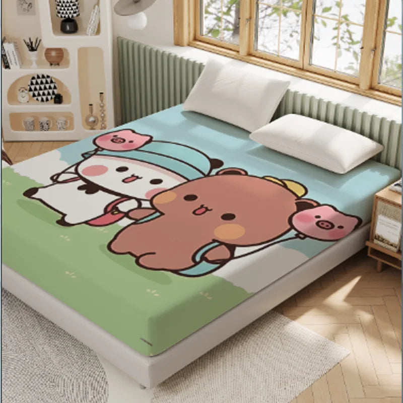 3D Pattern BUBU Soft Bedding Fitted Sheet Deep Pocket 30cm Cartoon DuDu Fitted Sheets Fade Resistant multiple sizes