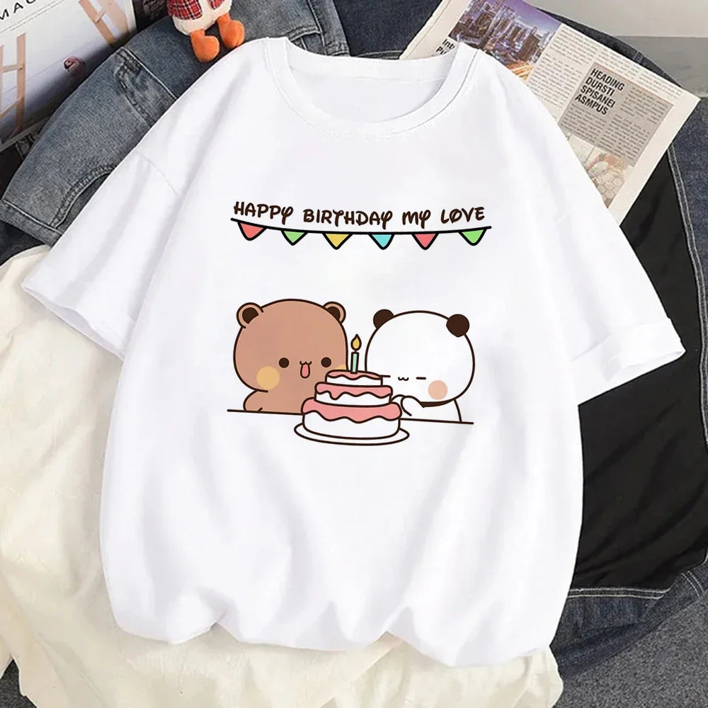 Cute Bubu Dudu T Shirt Women Kawaii Cartoon Punk Funny T-shirt Hip Hop Unisex Streetwear Harajuku Anime Tshirt Female Clothing