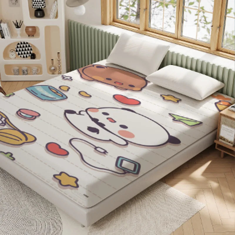 3D Pattern BUBU Soft Bedding Fitted Sheet Deep Pocket 30cm Cartoon DuDu Fitted Sheets Fade Resistant multiple sizes