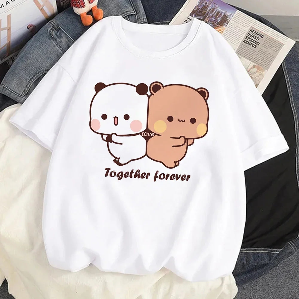 Cute Bubu Dudu T Shirt Women Kawaii Cartoon Punk Funny T-shirt Hip Hop Unisex Streetwear Harajuku Anime Tshirt Female Clothing
