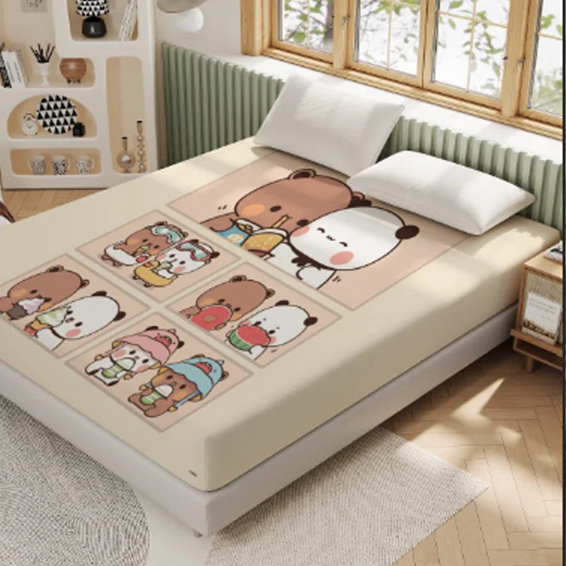 3D Pattern BUBU Soft Bedding Fitted Sheet Deep Pocket 30cm Cartoon DuDu Fitted Sheets Fade Resistant multiple sizes