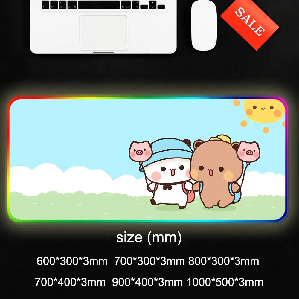 Bubu Dudu Mouse Pad Gamer Rgb Desk Mat Back Light Led Mousepad Setup Gaming Accessories Deskmat Big Mousepad Backlight