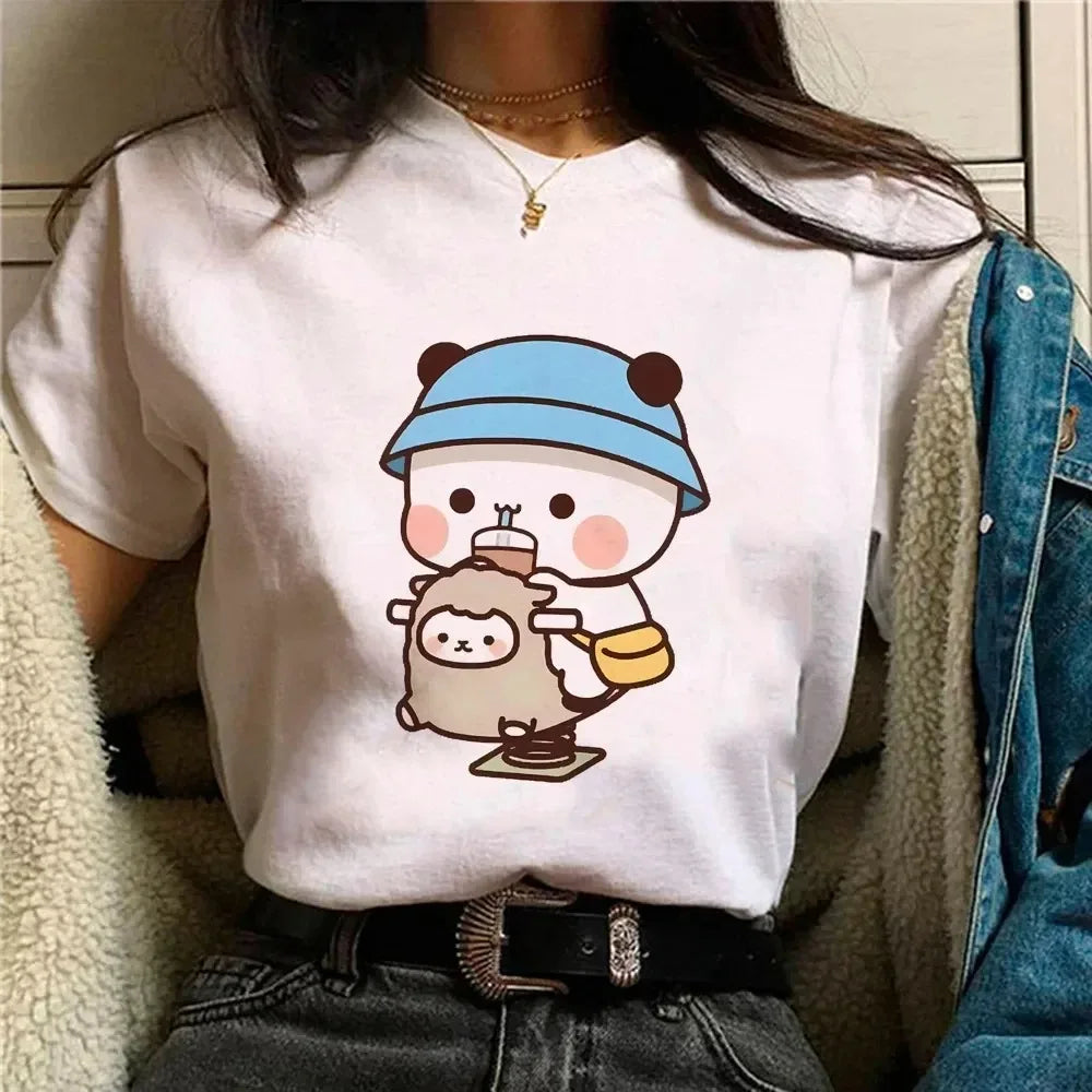 Bubu Dudu T-shirt Female Designer Anime Cute Girl Pattern Fun Harajuku T-shirt Summer Cotton Casual Breathable Loose Top