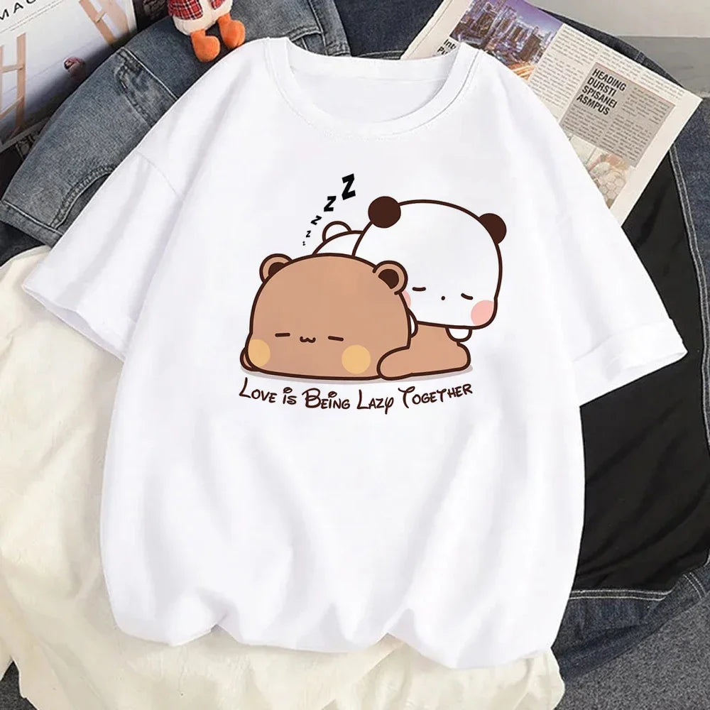 Cute Bubu Dudu T Shirt Women Kawaii Cartoon Punk Funny T-shirt Hip Hop Unisex Streetwear Harajuku Anime Tshirt Female Clothing