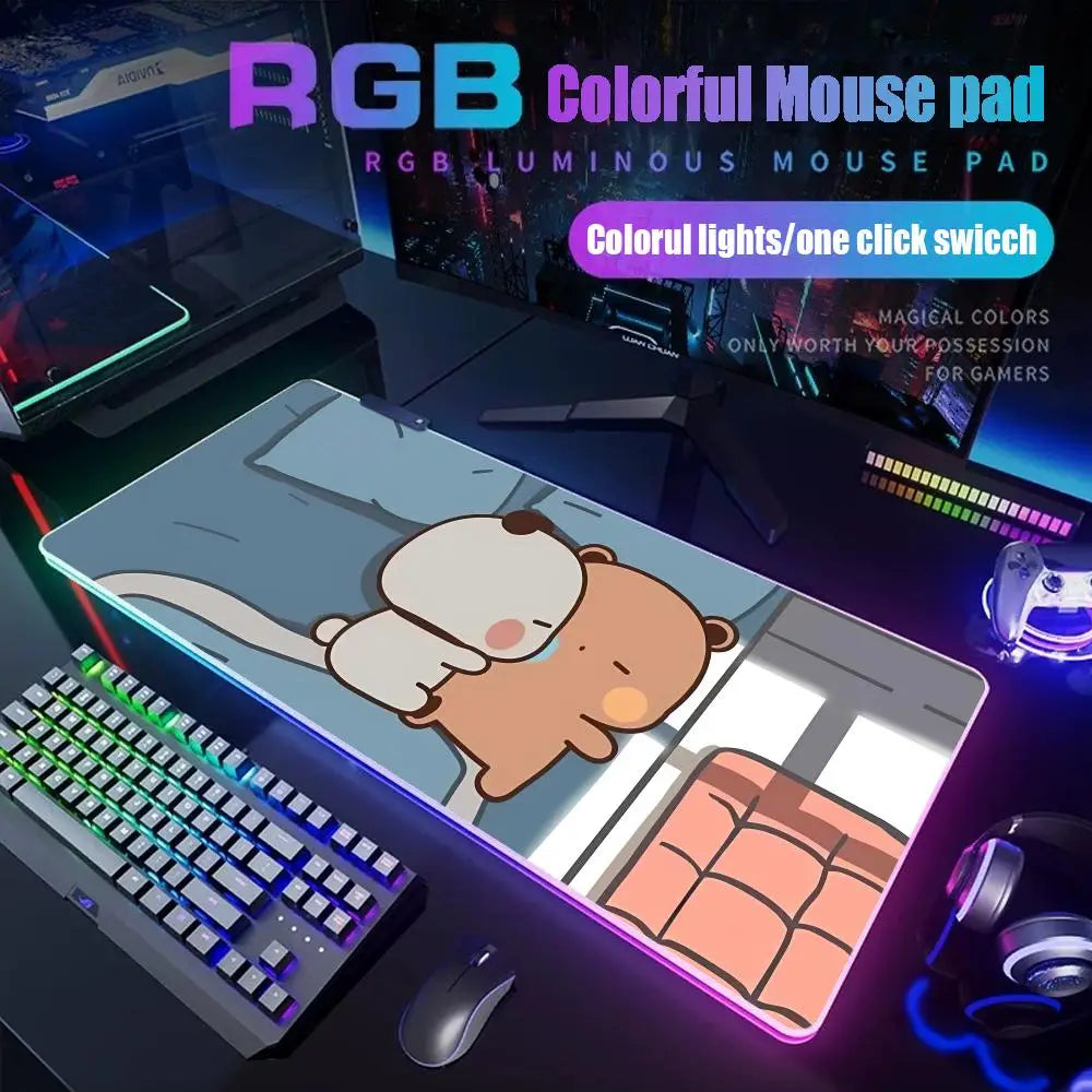 Bubu Dudu Mouse Pad Gamer Rgb Desk Mat Back Light Led Mousepad Setup Gaming Accessories Deskmat Big Mousepad Backlight