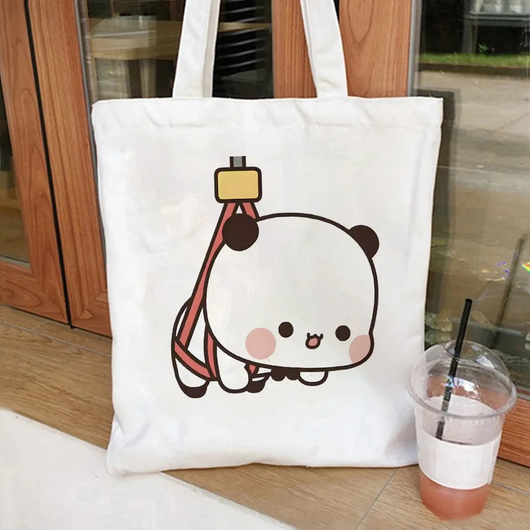 Bubu Dudu Anime Tote Bag Foldable Shopping Bag Canvas Tote Bag Aesthetic Canvas Reusable Fashion Shopping Bag Female