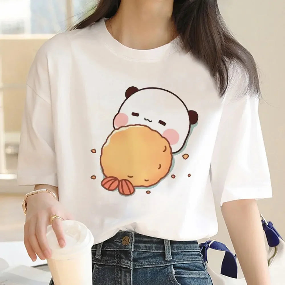 Cute Bubu Dudu T Shirt Women Kawaii Cartoon Punk Funny T-shirt Hip Hop Unisex Streetwear Harajuku Anime Tshirt Female Clothing