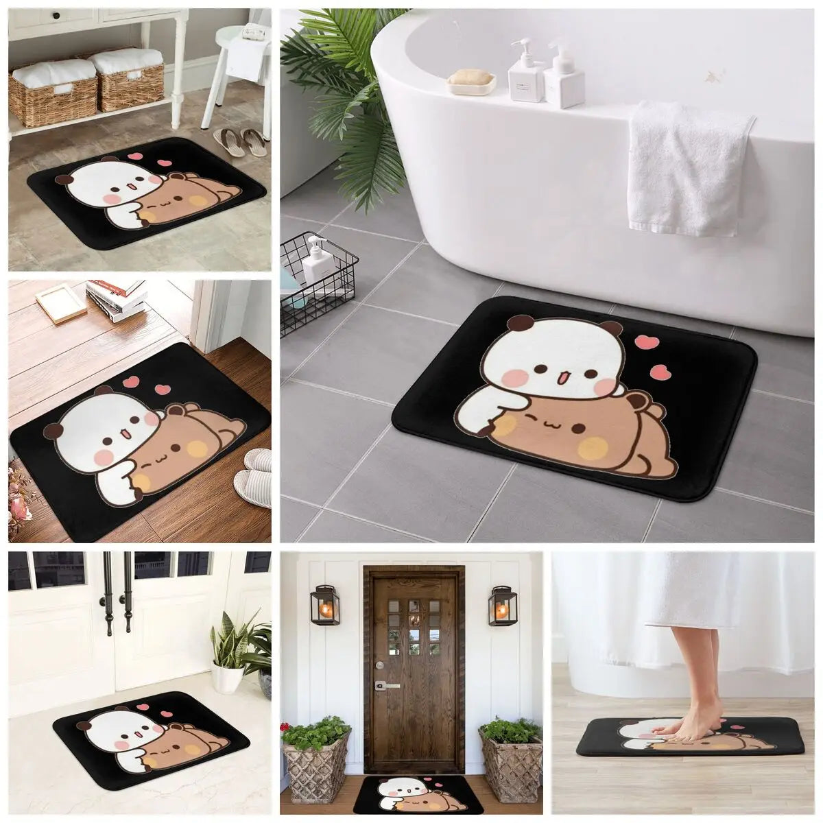 Bear And Panda Bubu Dudu Balloon Anti-slip Doormat Floor Mat Washable Carpet Rug for Kitchen Entrance Home Bedroom Footpad Mats