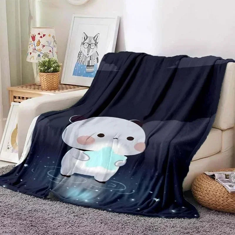 Cute Bubu and Dudu Series Blanket Cartoon Print Kids Warm Flannel Soft Comfortable Home Travel Blanket Bed Blanket Birthday Gift