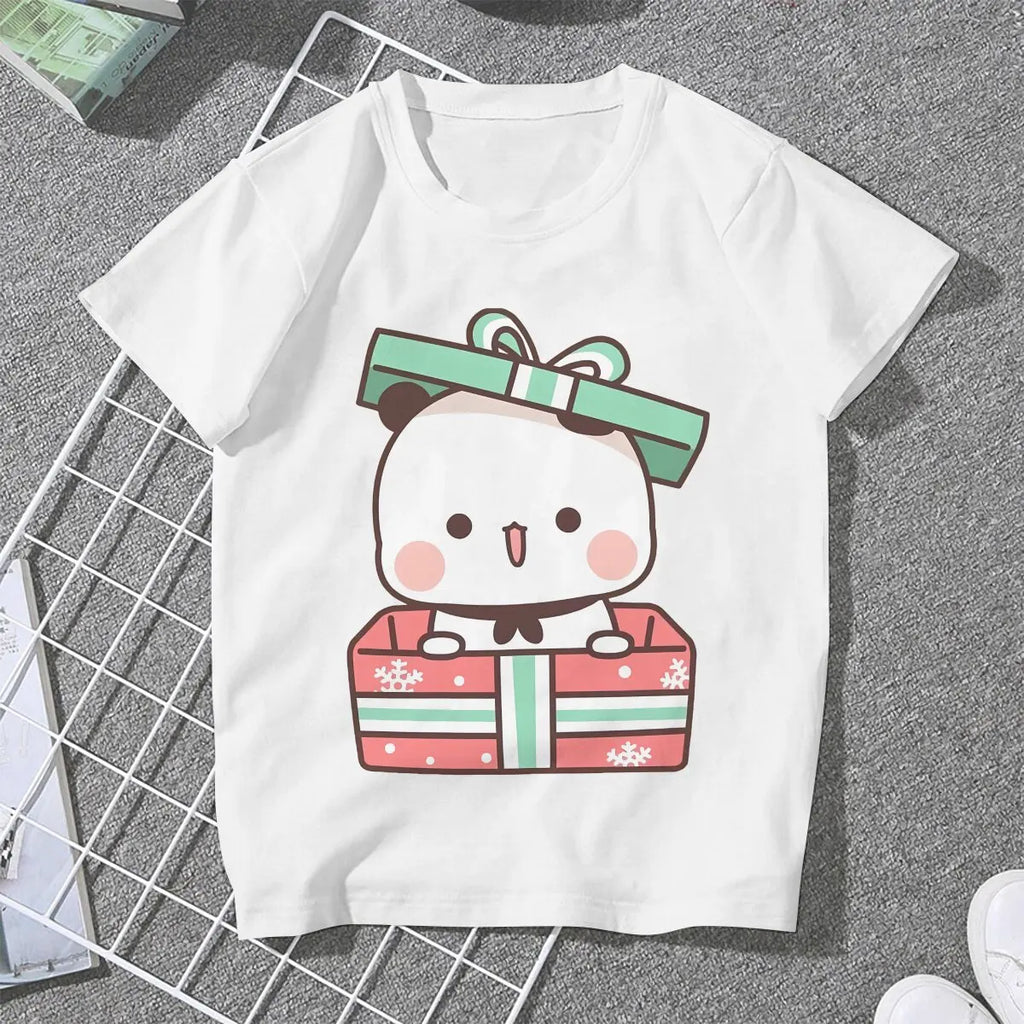 Christmas Gift Box TShirt For Women Milk and Mocha Bubu Dudu Y2k Tops Fashion Ladies Polyester T Shirt Basic Graphic