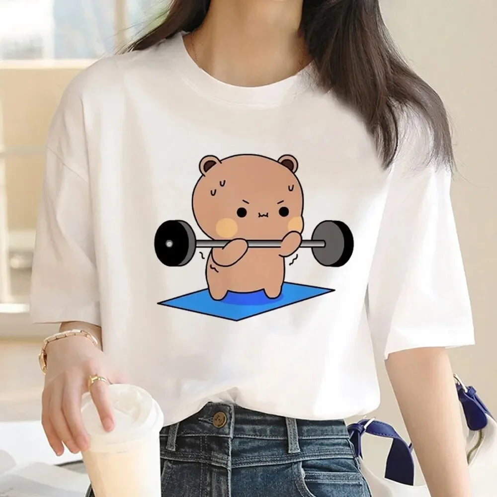 Cute Bubu Dudu T Shirt Women Kawaii Cartoon Punk Funny T-shirt Hip Hop Unisex Streetwear Harajuku Anime Tshirt Female Clothing
