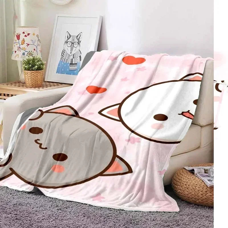 Cute Bubu and Dudu Series Blanket Cartoon Print Kids Warm Flannel Soft Comfortable Home Travel Blanket Bed Carpet Birthday Gift