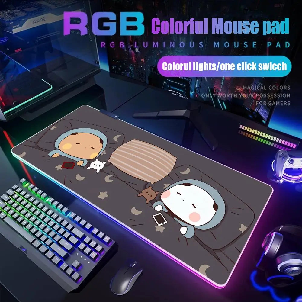 Bubu Dudu Mouse Pad Gamer Rgb Desk Mat Back Light Led Mousepad Setup Gaming Accessories Deskmat Big Mousepad Backlight