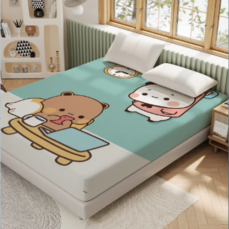 3D Pattern BUBU Soft Bedding Fitted Sheet Deep Pocket 30cm Cartoon DuDu Fitted Sheets Fade Resistant multiple sizes