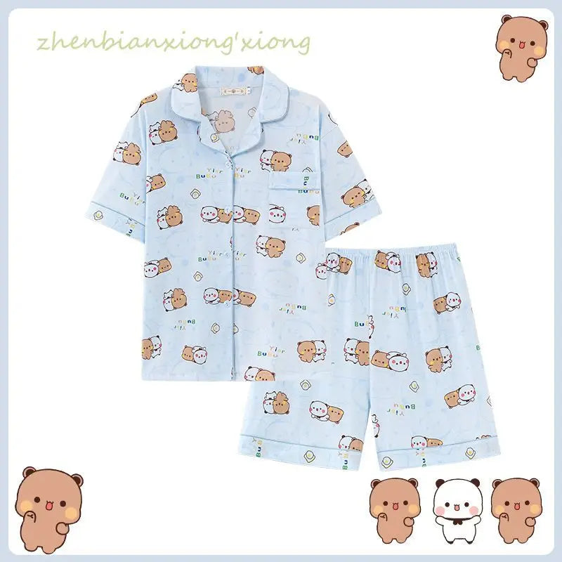 Kawaii Anime bubu dudu Pajama Set Soft Comfortable Man Women Sleepwear Cotton Loose Pyjama Suit Loose Home Clothes birthday gift