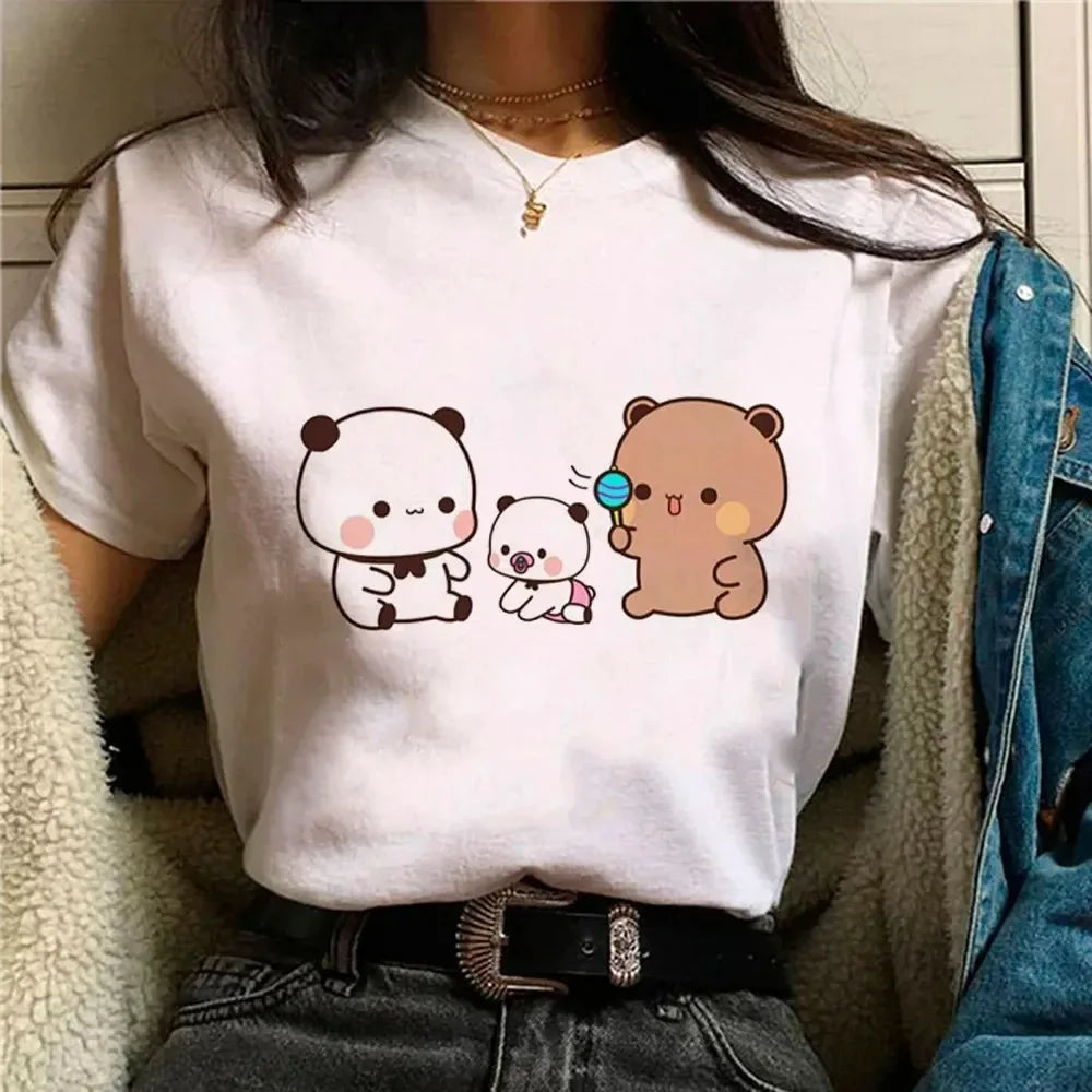 Bubu Dudu T-shirt Female Designer Anime Cute Girl Pattern Fun Harajuku T-shirt Summer Cotton Casual Breathable Loose Top