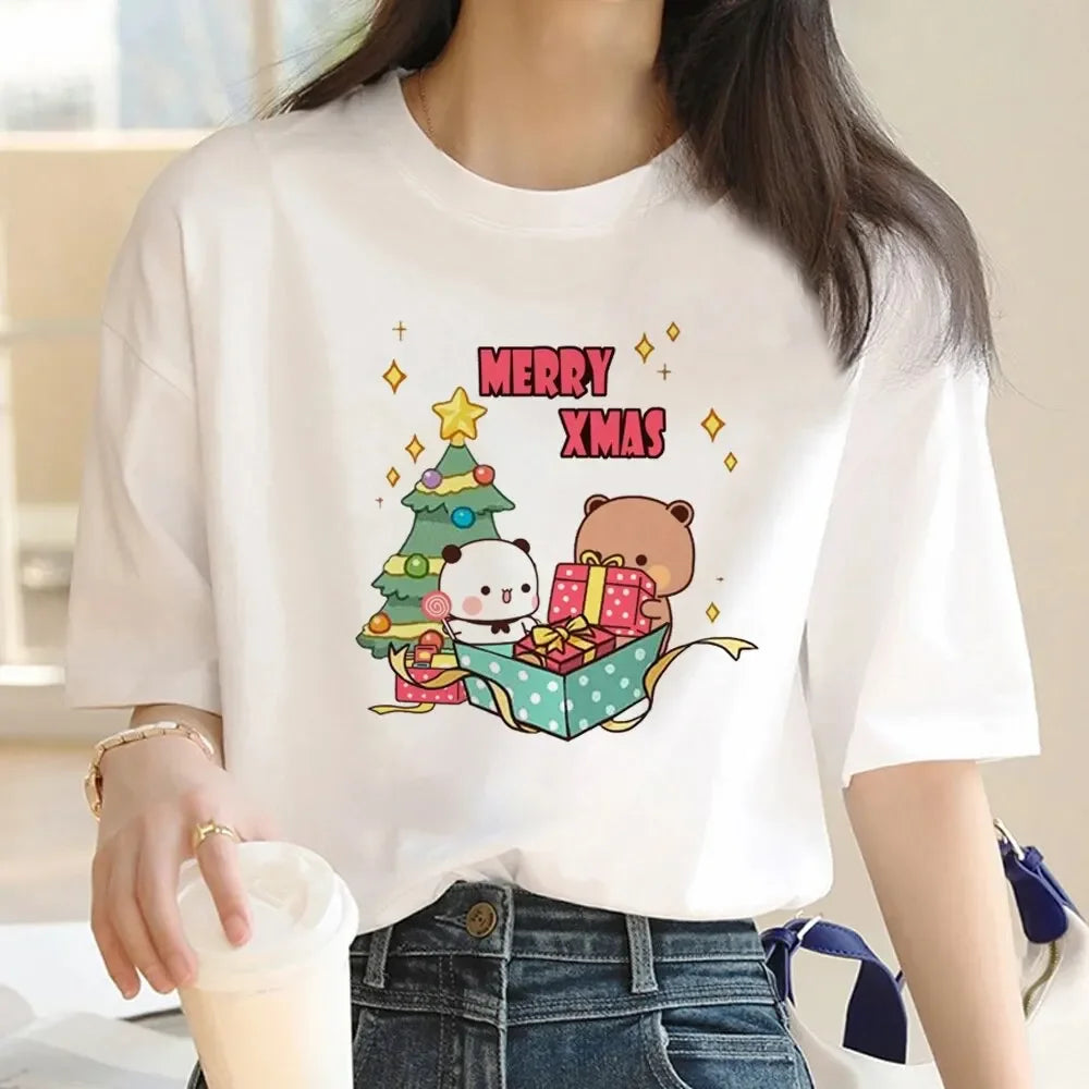 Cute Bubu Dudu T Shirt Women Kawaii Cartoon Punk Funny T-shirt Hip Hop Unisex Streetwear Harajuku Anime Tshirt Female Clothing