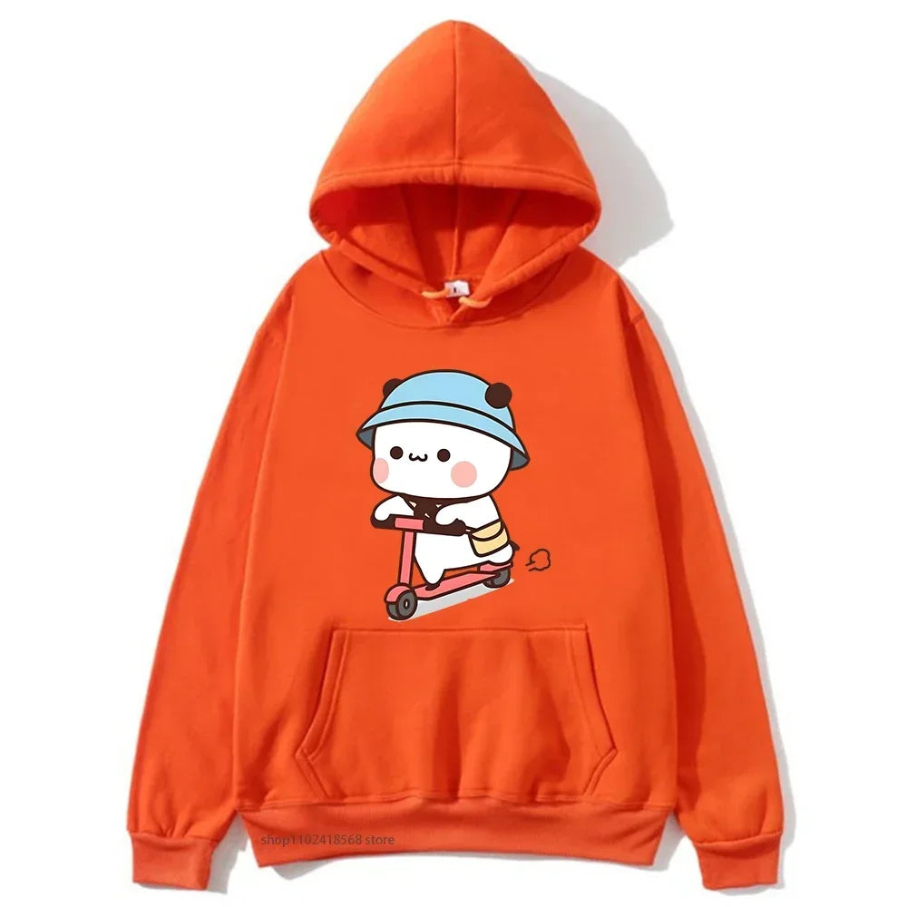 Couple Clothes Mochi Brownie Bear Bike Riding Hoodie for Men Bubu Dudu Sweatshirt Long Sleeve Clothing Streetwear Women Clothing