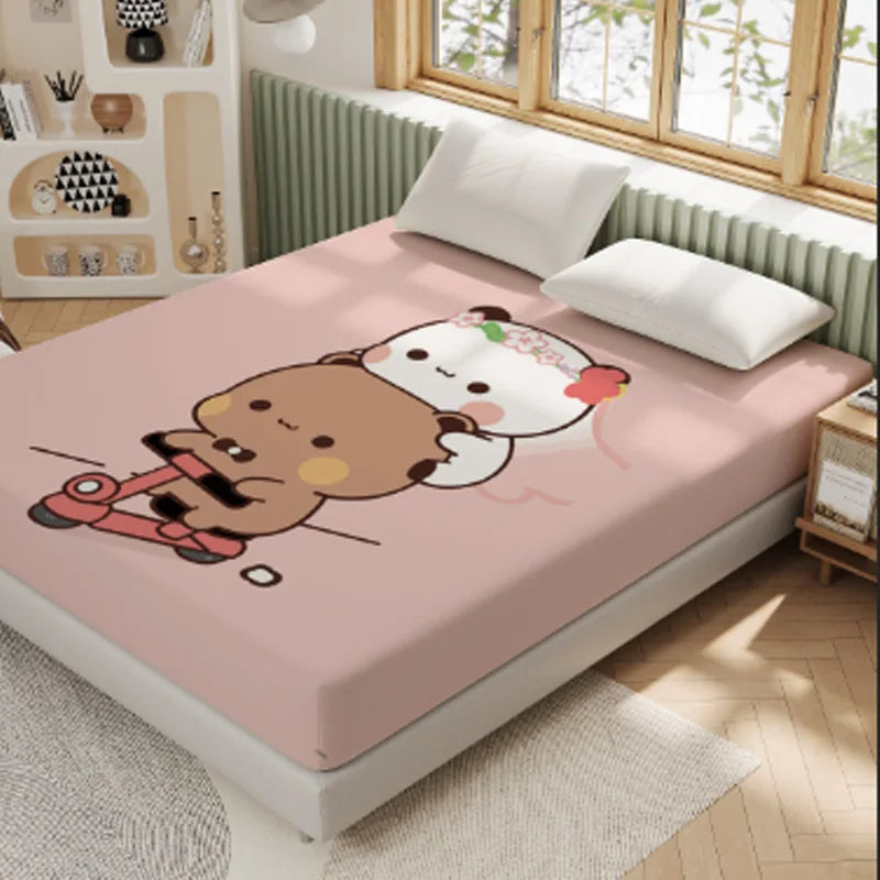 3D Pattern BUBU Soft Bedding Fitted Sheet Deep Pocket 30cm Cartoon DuDu Fitted Sheets Fade Resistant multiple sizes