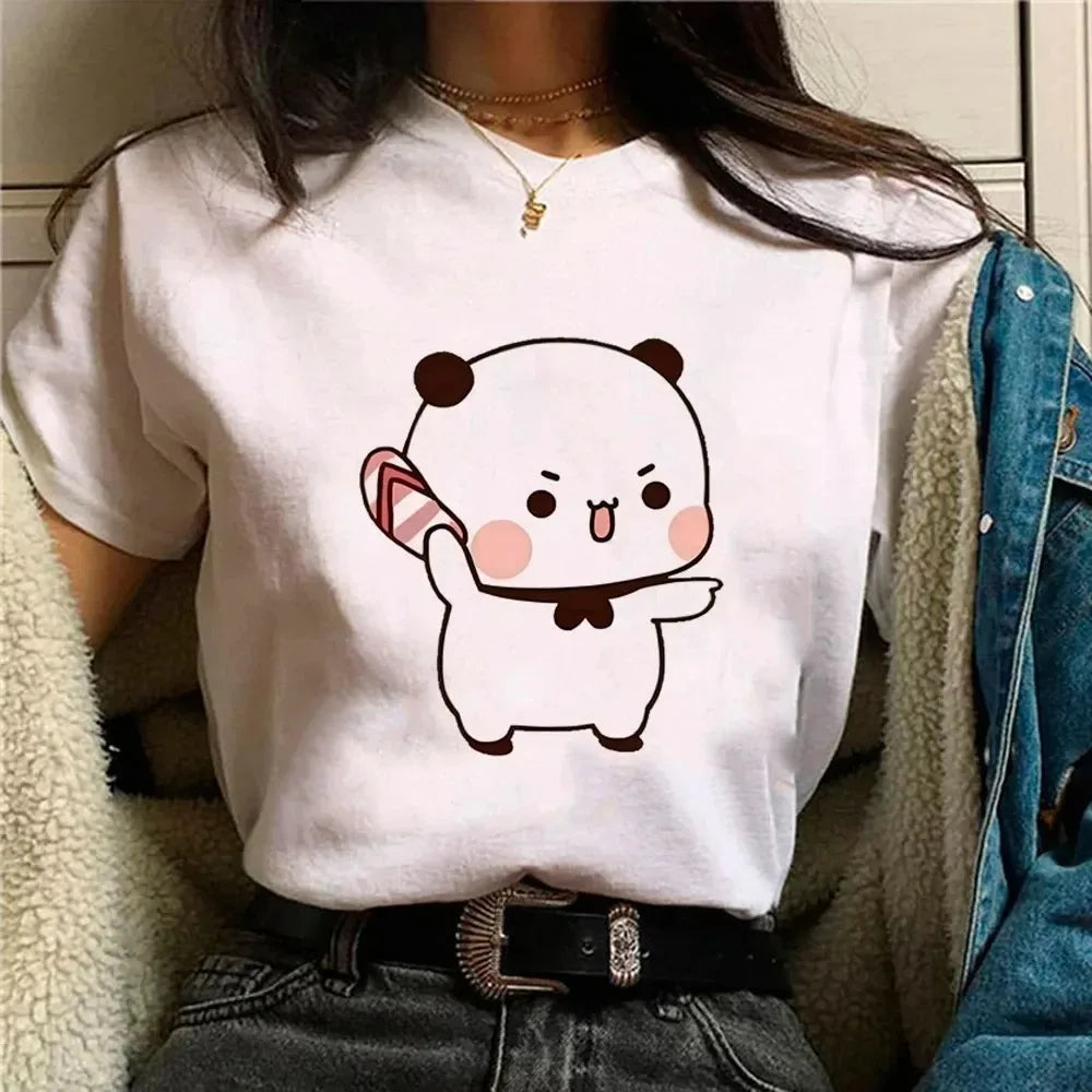Bubu Dudu T-shirt Female Designer Anime Cute Girl Pattern Fun Harajuku T-shirt Summer Cotton Casual Breathable Loose Top