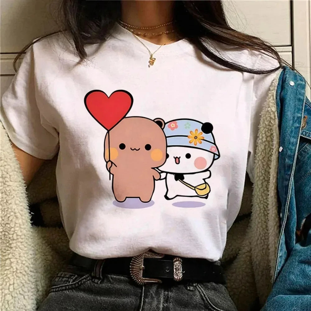 Bubu Dudu T-shirt Female Designer Anime Cute Girl Pattern Fun Harajuku T-shirt Summer Cotton Casual Breathable Loose Top