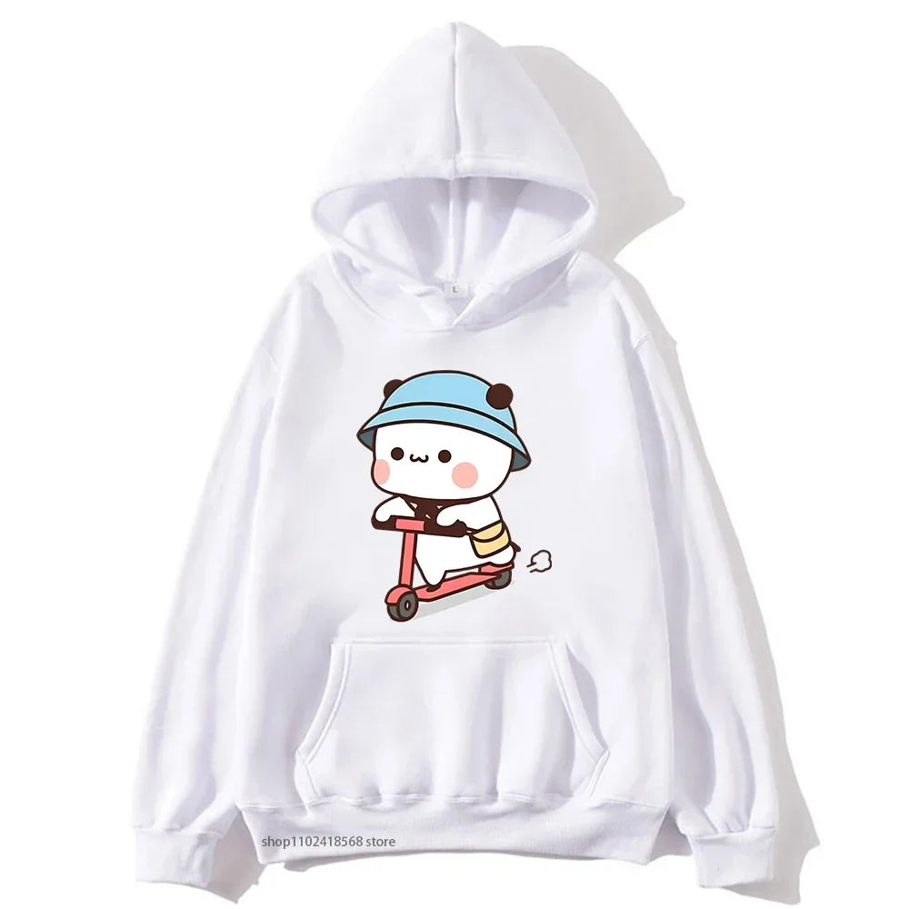 Couple Clothes Mochi Brownie Bear Bike Riding Hoodie for Men Bubu Dudu Sweatshirt Long Sleeve Clothing Streetwear Women Clothing