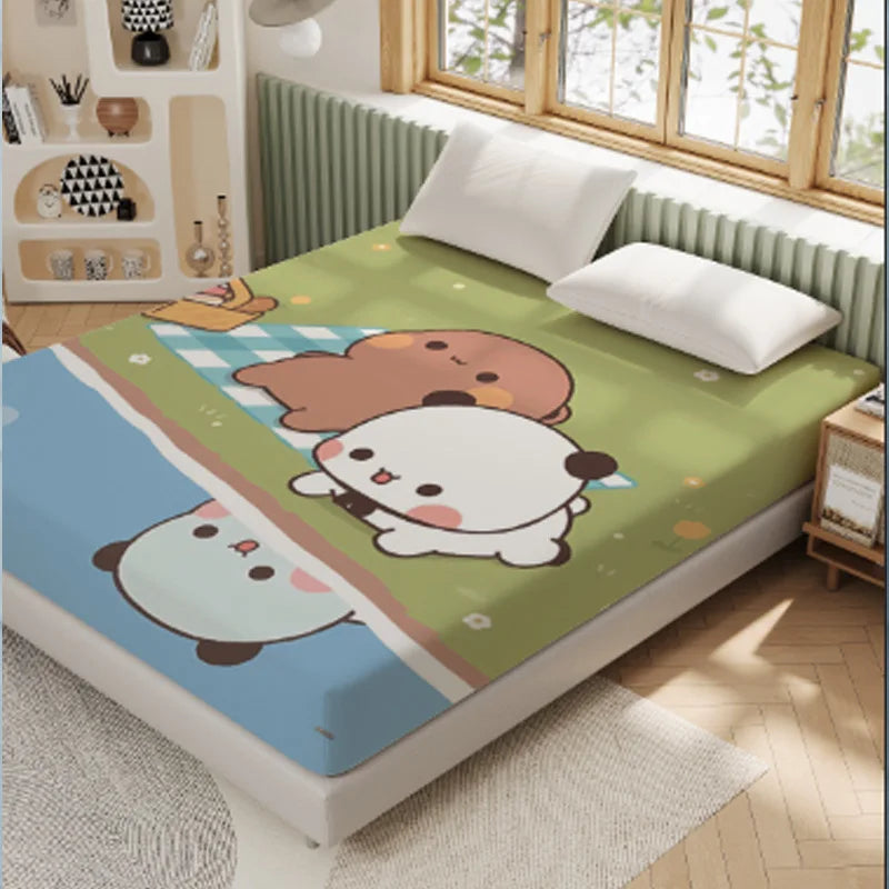 3D Pattern BUBU Soft Bedding Fitted Sheet Deep Pocket 30cm Cartoon DuDu Fitted Sheets Fade Resistant multiple sizes