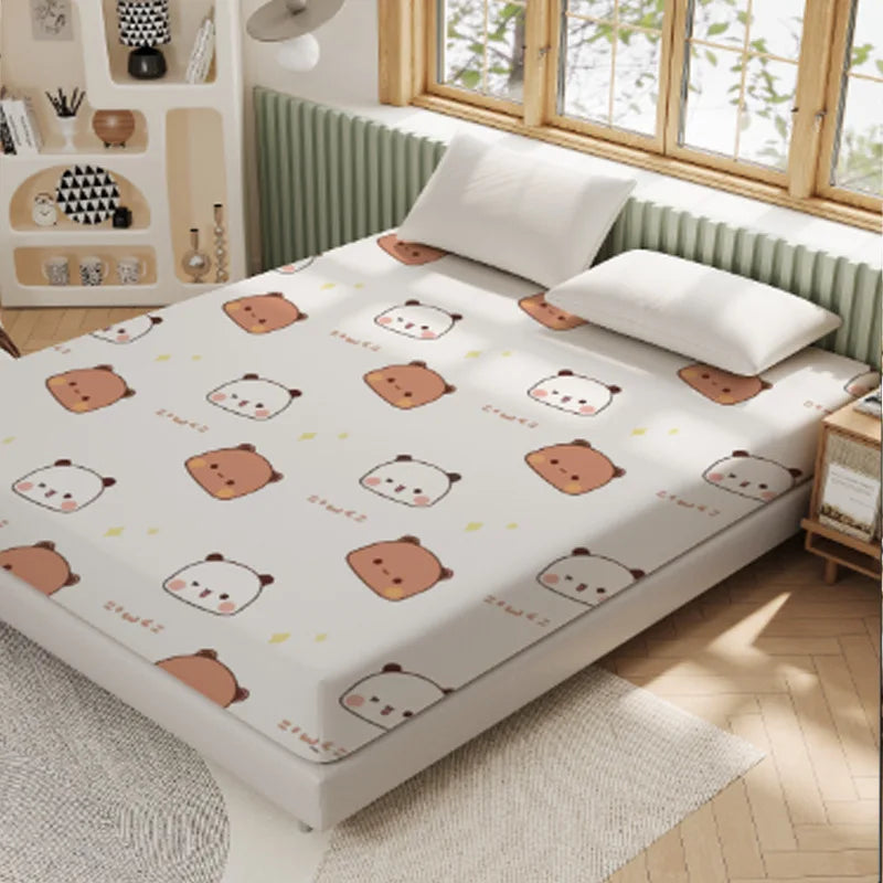 3D Pattern BUBU Soft Bedding Fitted Sheet Deep Pocket 30cm Cartoon DuDu Fitted Sheets Fade Resistant multiple sizes