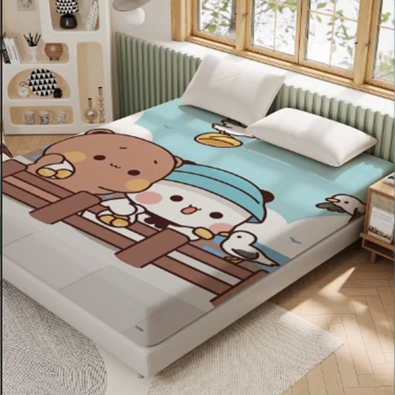 3D Pattern BUBU Soft Bedding Fitted Sheet Deep Pocket 30cm Cartoon DuDu Fitted Sheets Fade Resistant multiple sizes